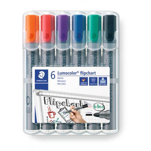 Flipchart marker készlet 2mm kúpos Staedtler Lumocolor 356 6 különböző szín