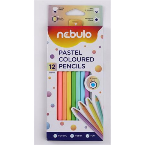 Színes ceruza készlet hatszögletű Nebulo 12 különböző pasztell szín