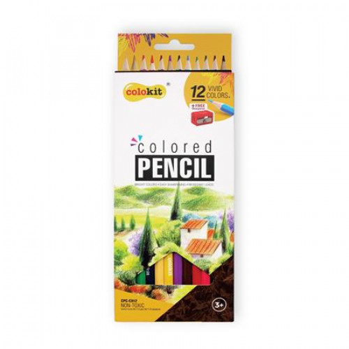Színes ceruza készlet hatszögletű hegyezővel Colokit 12 különböző szín