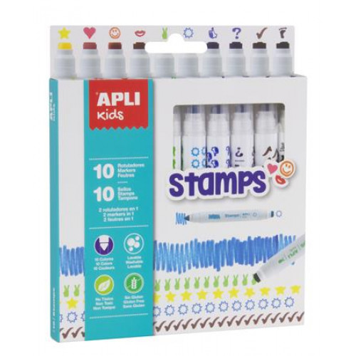 Filctoll készlet nyomda Apli Duo Stamps 10 különböző szín és minta