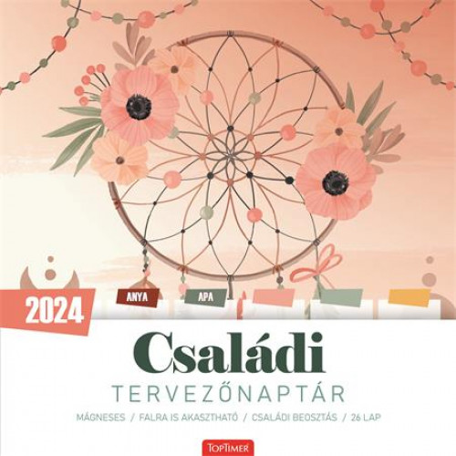 Naptár fali mágneses kétheti Toptimer családi tervező pasztell (2024)