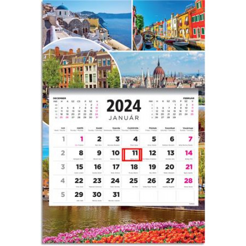 Naptár speditőr három hónapos egy tömbős Toptimer Városok (2024)