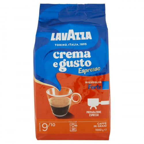 Kávé pörkölt szemes 1000g Lavazza Crema e Gusto Espresso Forte (kék/narancs)