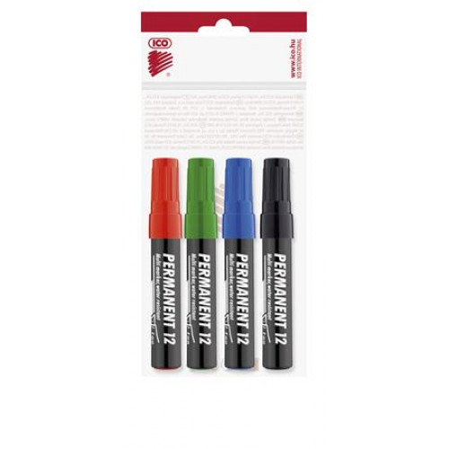Alkoholos marker készlet 1-4mm vágott Ico Permanent 12 4 különböző szín