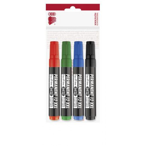 Alkoholos marker készlet 1-4mm vágott Ico Permanent 12 XXL 4 különböző szín