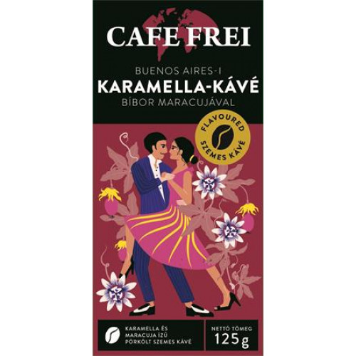 Kávé pörkölt szemes 125g Cafe Frei Buenos Aires-i karamella bíbor maracujával