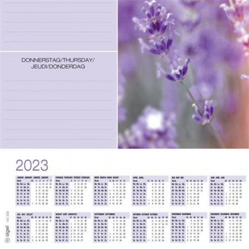 Könyökalátét 595x410mm 3 éves heti tervezővel Sigel Fragrant Lavender