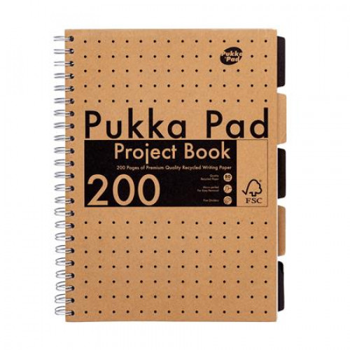 Spirálfüzet A4 vonalas 100 lap Pukka Pad Kraft project book