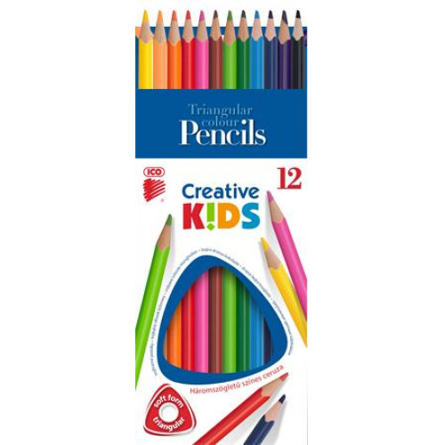 Színes ceruza készlet háromszögletű Ico Creative kids 12 különböző szín